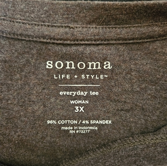 #150 Sonoma- Live*Style Chocolate brown short sleeve t-shirt- Size: 3X - Picture 2 of 3